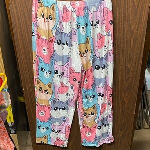 Colorful Cat Print Women's Pajama Pants